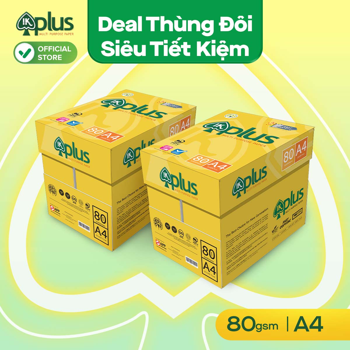 Combo 2 thùng giấy ik plus a4 80gsm - giấy photo, giấy in văn phòng, giấy vẽ - hàng chính hãng