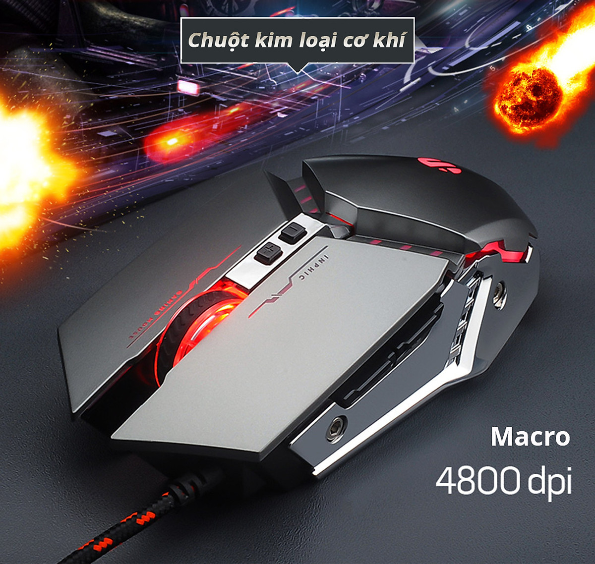 Chuột chơi game có dây inphic p2 - hàng chính hãng - bh 1 năm - chuột gaming led