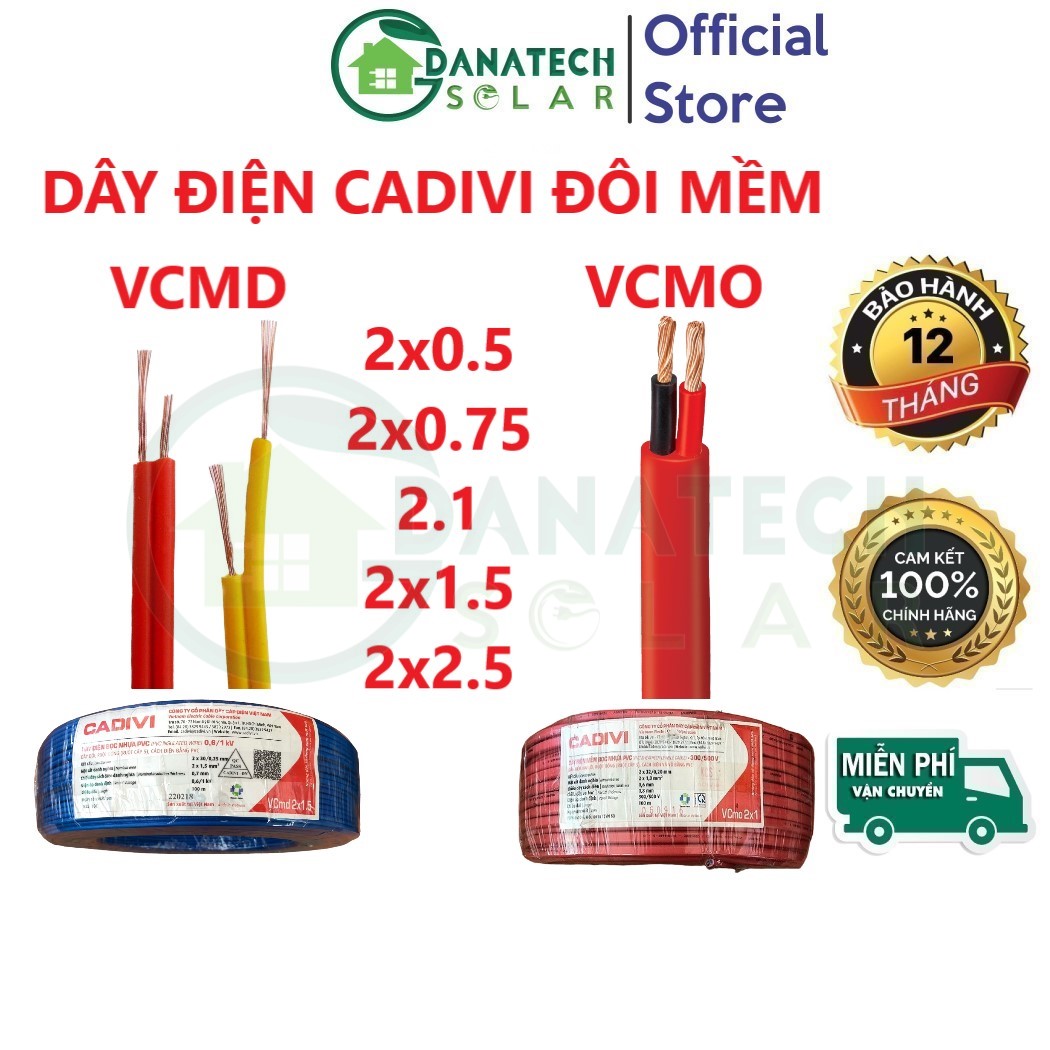 Combo 30m dây điện cadivi đôi mềm vcmd vcmo 2x0.5mm2 | 2x0.75mm2 | 2x1.0mm2 | 2x1.5mm2 | 2x2.5mm2 | lõi đồng cao cấp