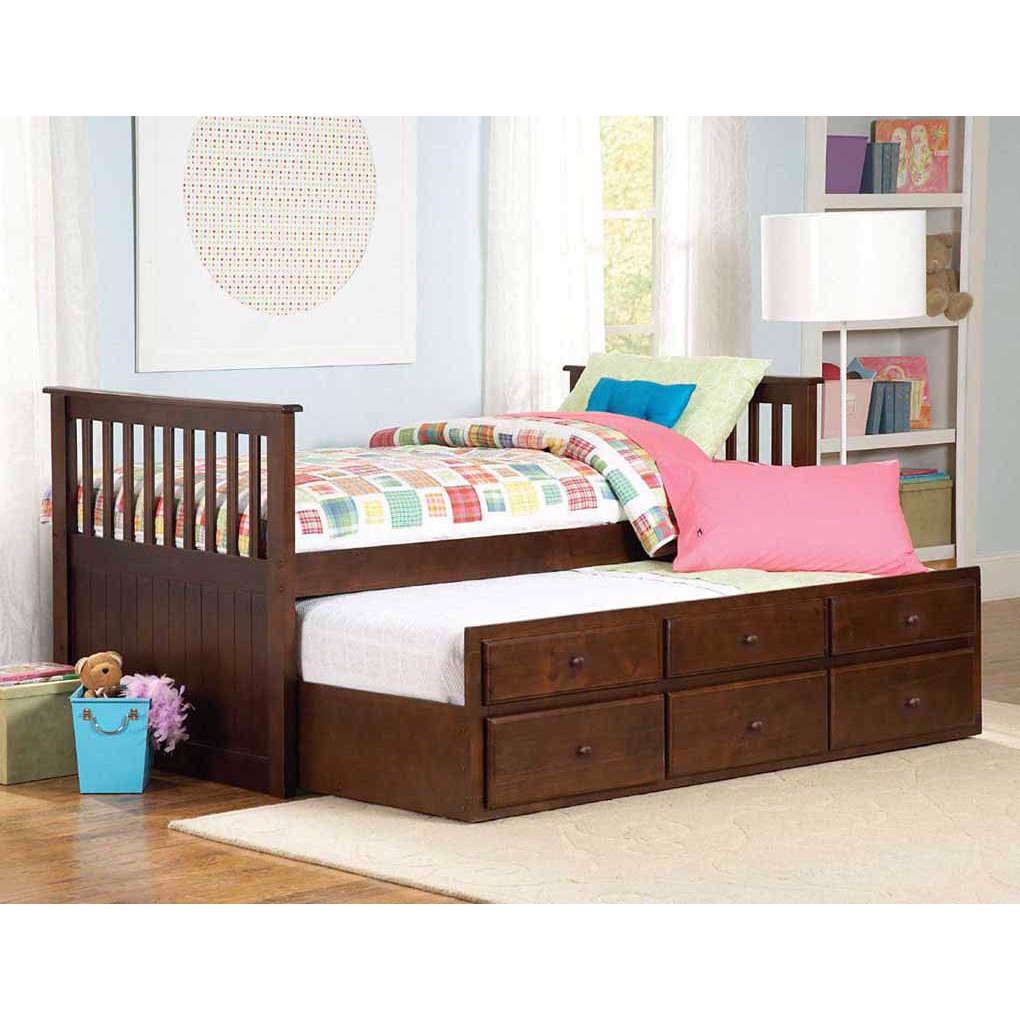 Giường tầng hộp viking - 1m2 -nâu