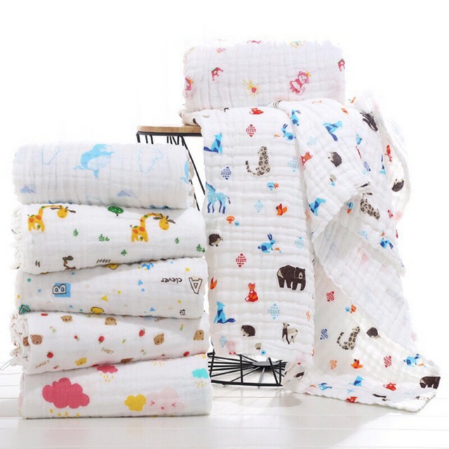 Khăn tắm Aden 6 lớp cao cấp dày dặn, mềm mịn với da em bé (1m1 x 1m1)