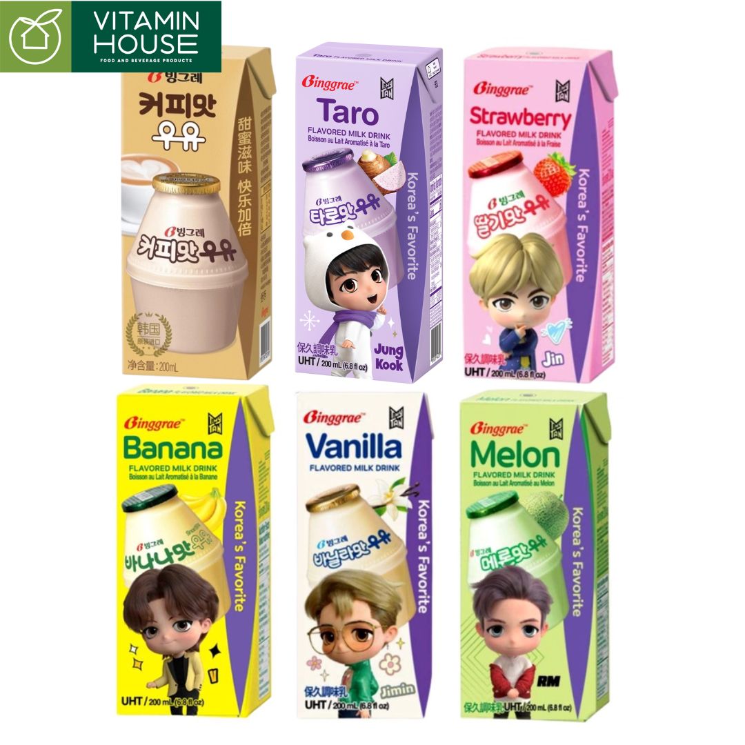 Sữa chuối/ dưa lưới/ khoai môn Binggrae Hàn Quốc 200ml