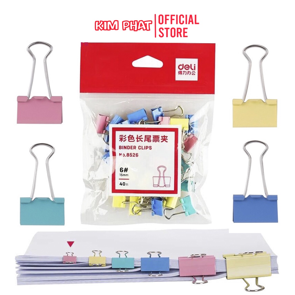 Kẹp bướm màu, kẹp sắt, kẹp giấy deli