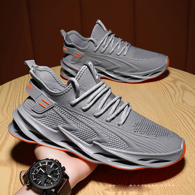 Giày nam sneaker thể thao Đế Xoắn Xám DF3 size 39-43 màu xám đế êm thoáng khí
