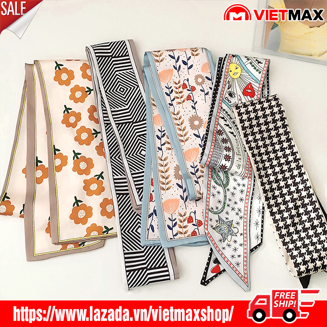🎁 khăn turban headband bandana lụa buộc tóc quàng cổ buộc túi xách đa năng kích thước 100x8 cm