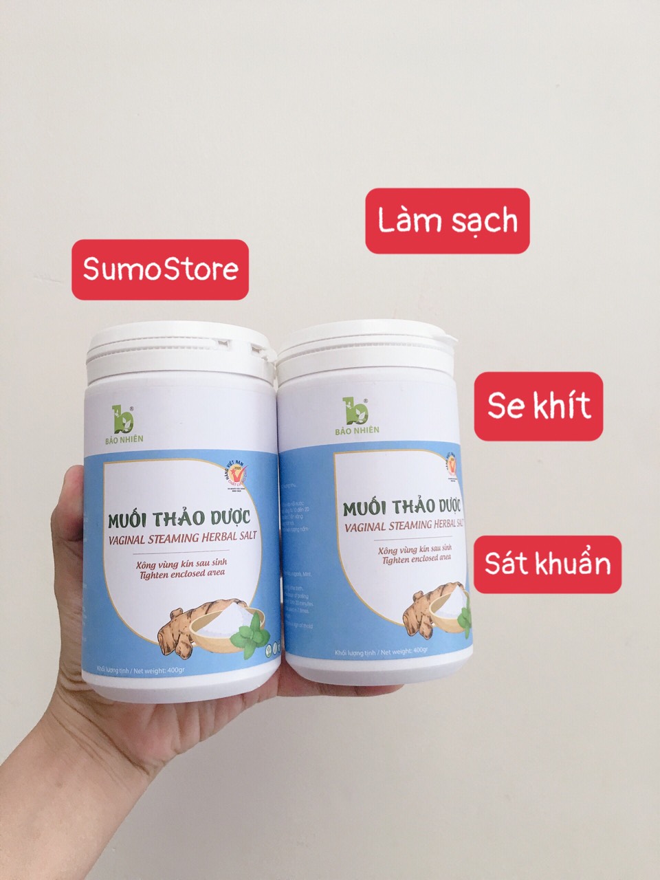 Combo 2 Muối thảo mộc xông hơ Bảo Nhiên 350gr dành cho mẹ sau sinh giúp Se khít – Sát khuẩn – Phục hồi vùng kín sau sinh