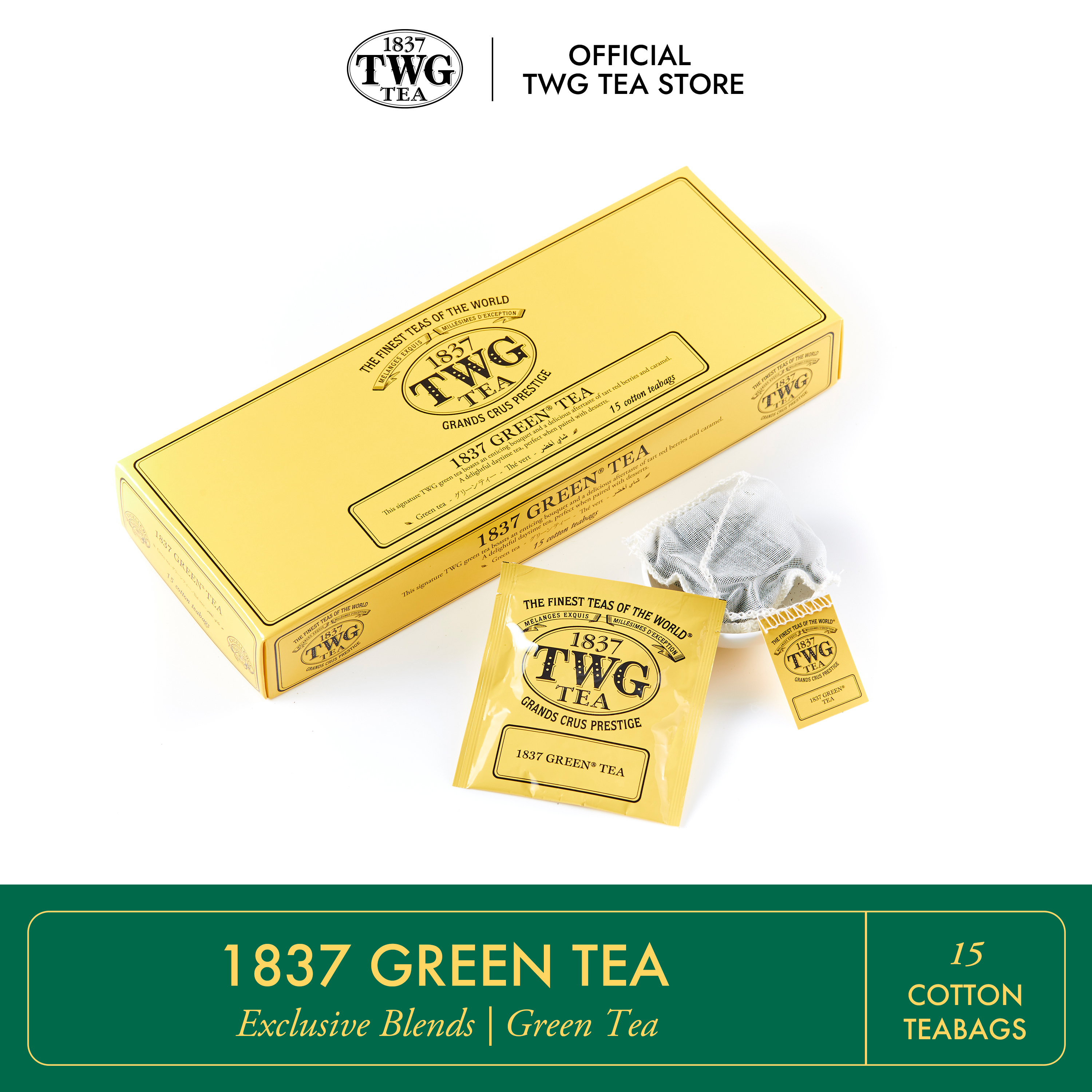 Trà TWG Tea - 1837 Green Tea (2.5g x 15 túi lọc) | Trà Xanh