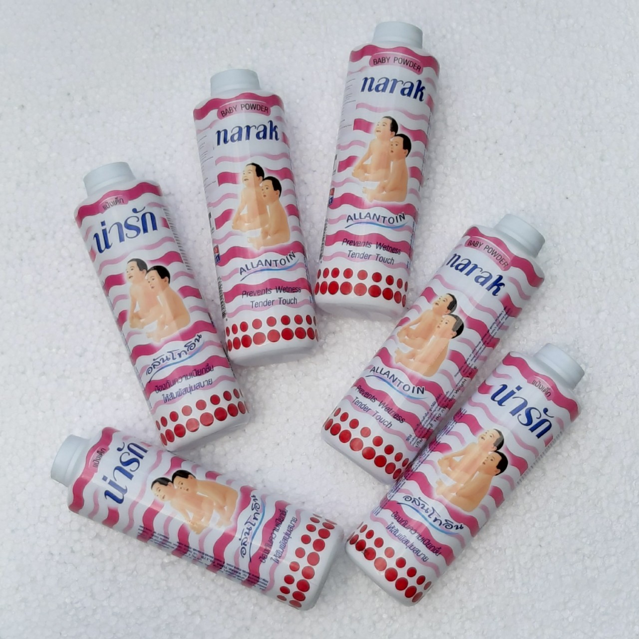 lốc 6 chai Phấn rôm Narak hương thơm dịu nhẹ rôm sẩy trẻ em cả người lớn 25g/chai Thái Lan