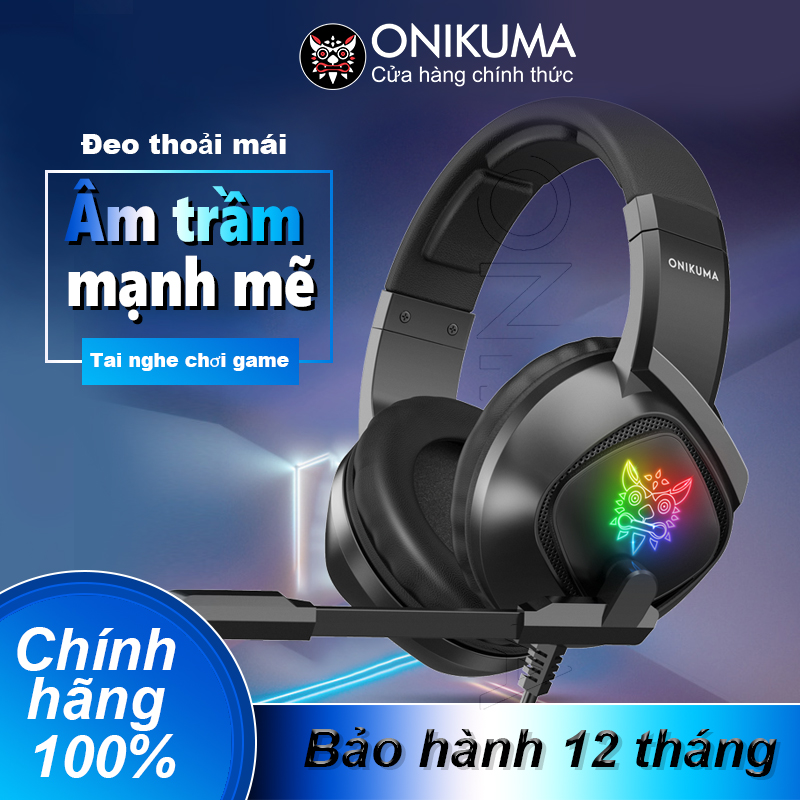Tai nghe chụp tai Gaming ONIKUMA K19 có mic Chơi game Headphone có dây, RGB, Máy tính xách tay, PC, Điện thoại, Laptop