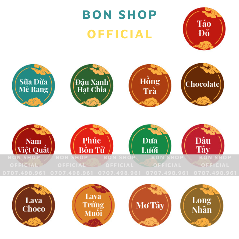 Tem dán nhân bánh Trung Thu Sơn Thuỷ tròn cao cấp 10 tem/ tờ