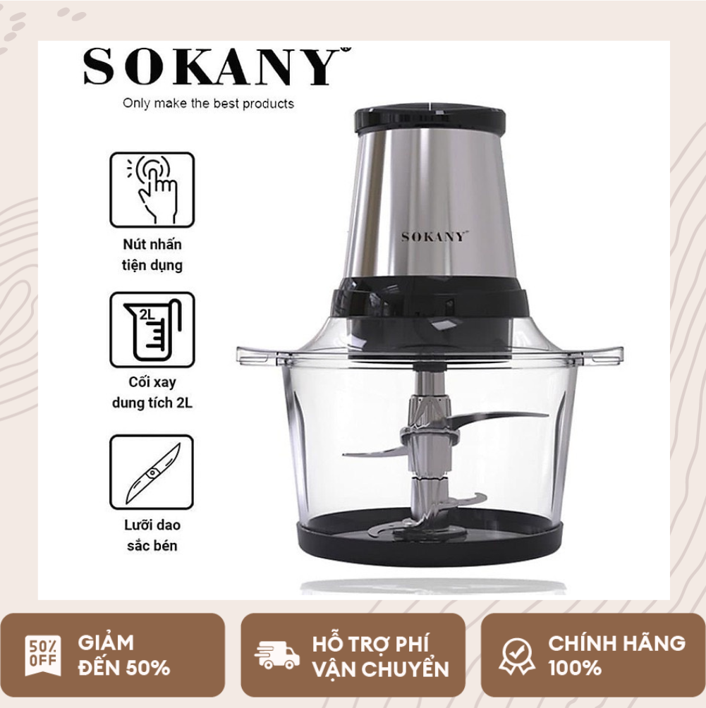 Máy xay thịt , máy xay thịt đa năng , máy xay thịt mini , máy xay thịt cầm tay , máy xay thịt công suất cao , máy xay thịt công nghiệp , máy xay đa năng Sokany 7004A cối thủy tinh siêu chắc chắn công suất lớn 800W Hàng chính hãng BH 12T