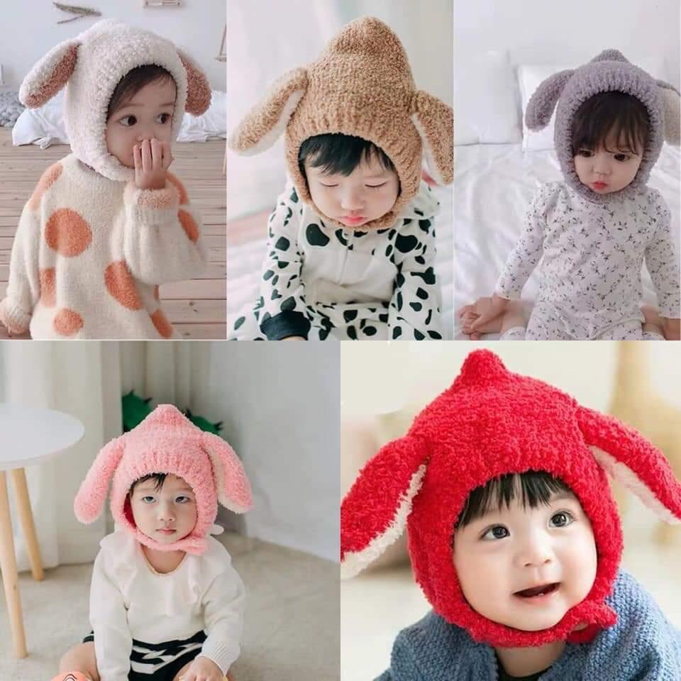 MŨ LEN TAI THỎ CHE TAI CHO BÉ
