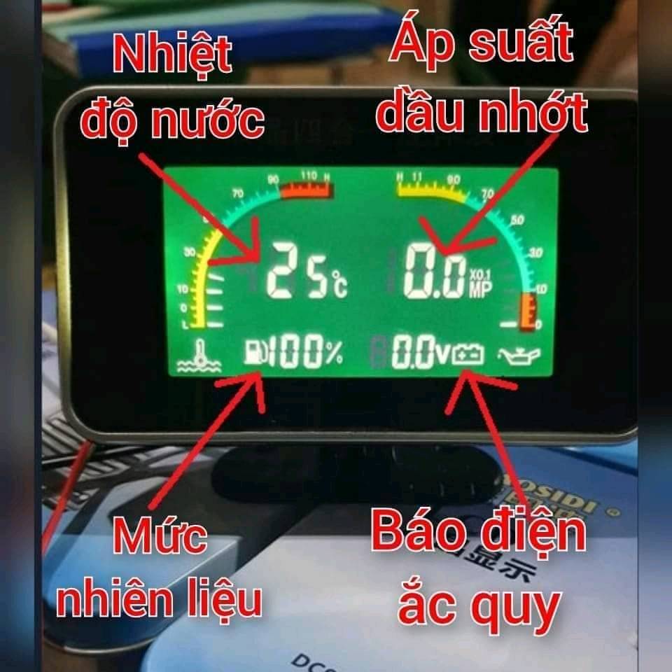 Đồng hồ 4 chế độ báo nhiệt độ nước, điện bình, nhiên liệu, áp suất