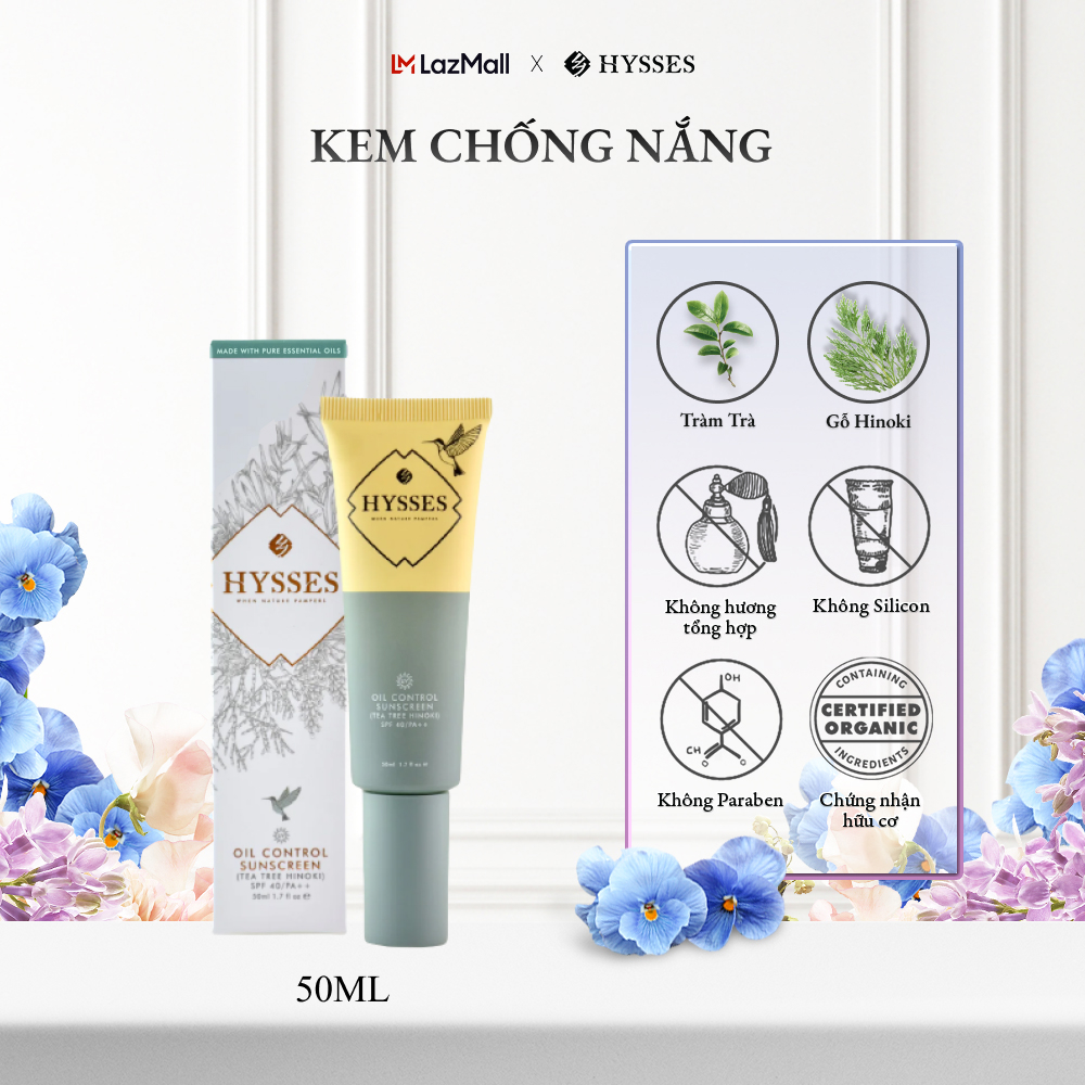 Kem Chống Nắng Cao Cấp Hysses Restorative (SPF40/PA++) Phục Hồi, Tái Tạo Làn Da Nhạy Cảm, Làm Dịu Da, Bảo Vệ Da Trước Tia UVA/UVB Với Tinh Dầu Cúc La Mã - Phong Lữ Hữu Cơ Tự Nhiên