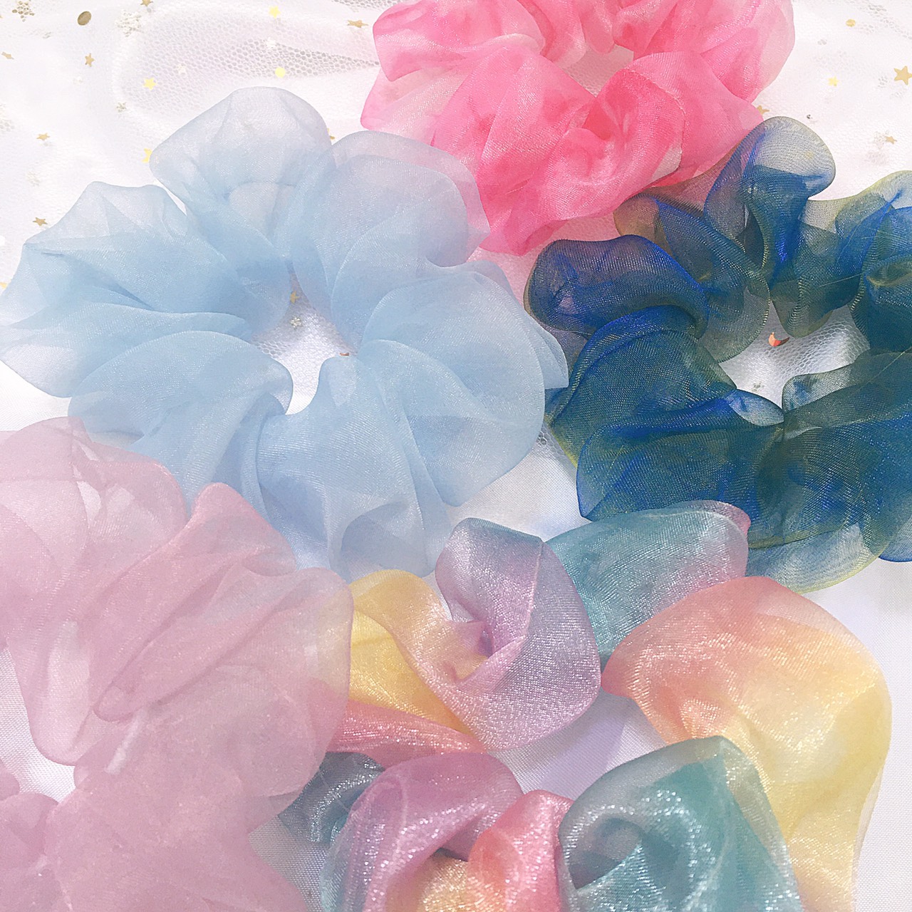 Cột tóc scrunchies voan nhiều mẫu độc lạ - cột tóc hottrend - sale hè