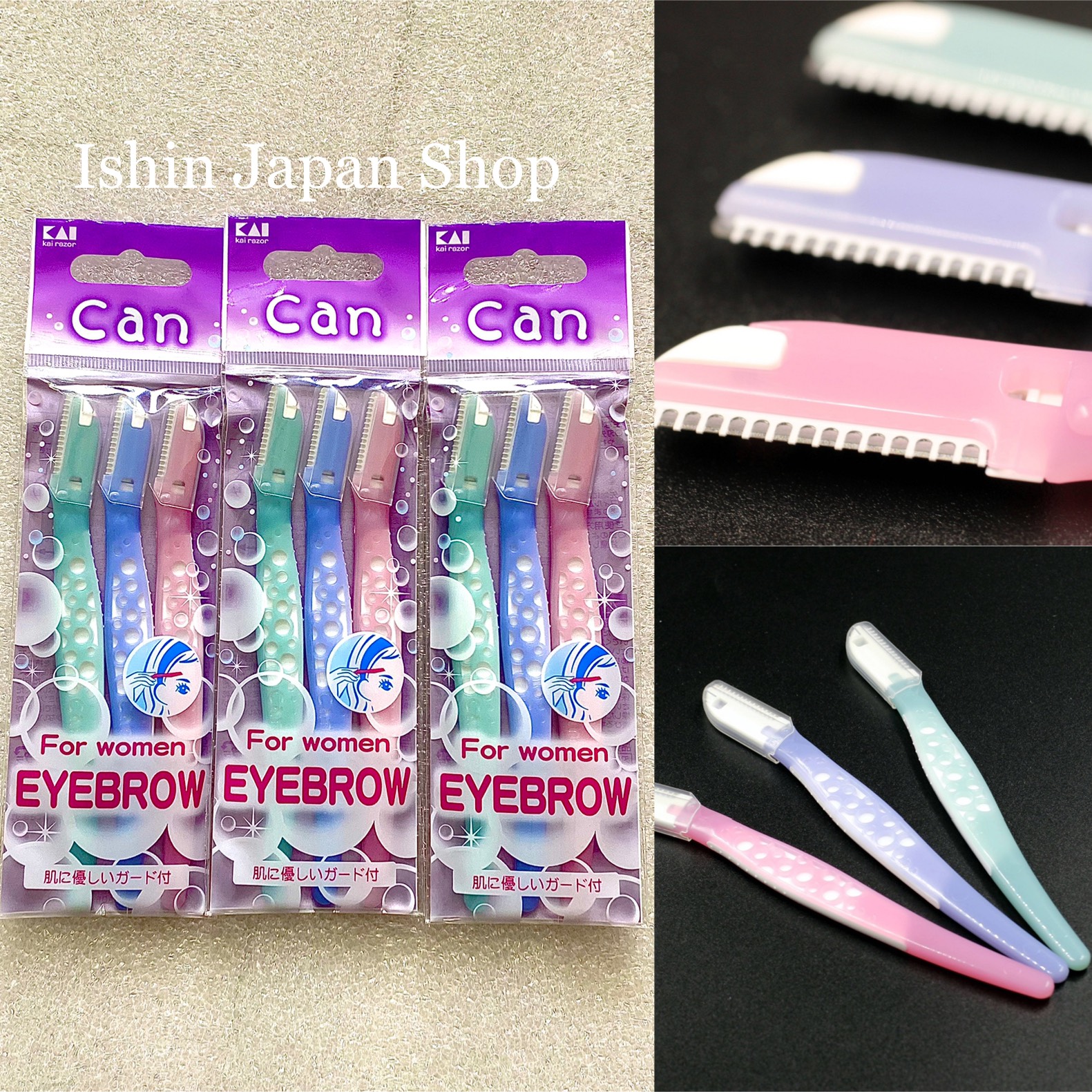 Set 3 dao cạo lông mày can kai nhật bản