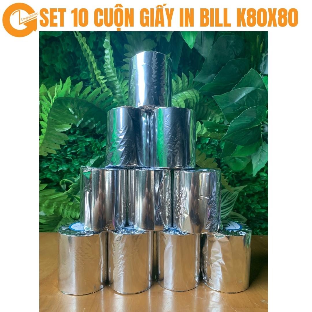 Set 10 cuộn Giấy in nhiệt,in bill,in hóa đơn,in phiếu thanh toán k80 phi 80 k80x80