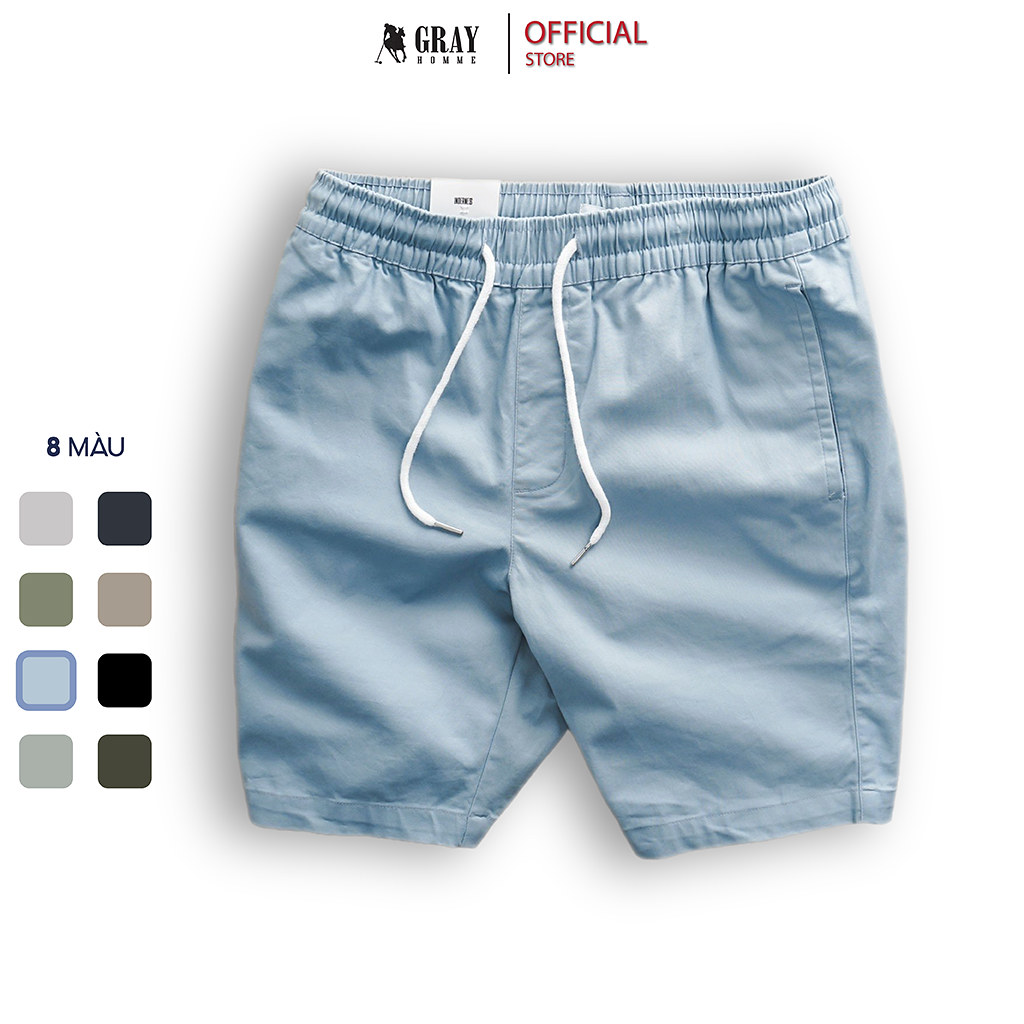 Quần Đùi Nam, Quần short kaki nam phối Cạp Chun GRAYHOMME short đũi, short kaki mềm nhẹ, thoáng khí BK125