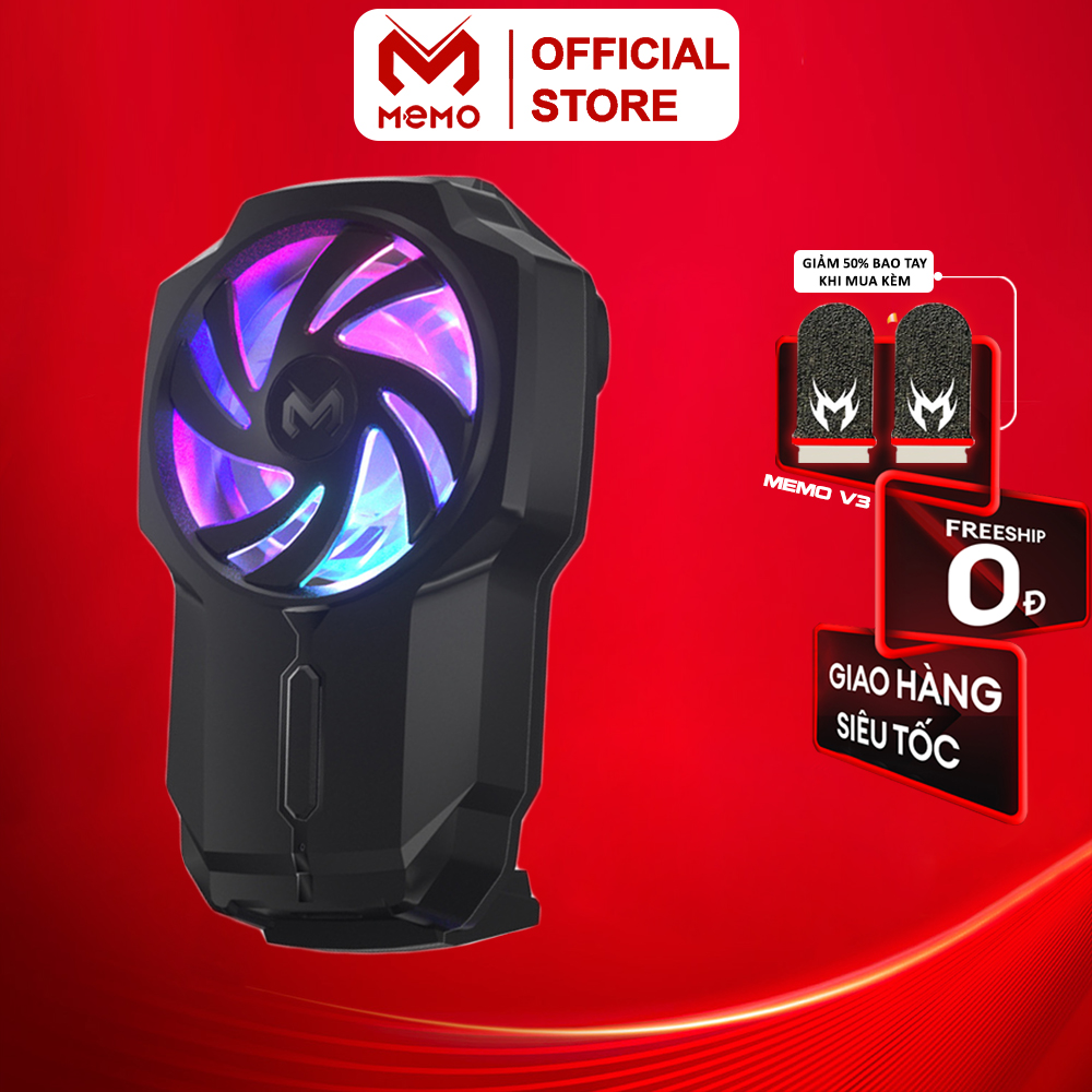 Quạt tản nhiệt điện thoại gaming MEMO FL05 pin 500mAh | Led RGB | Công nghệ gió lốc xoáy làm mát tốc độ cao cho mobile tăng tuổi thọ pin chống giật lag khi chơi game - Hàng chính hãng