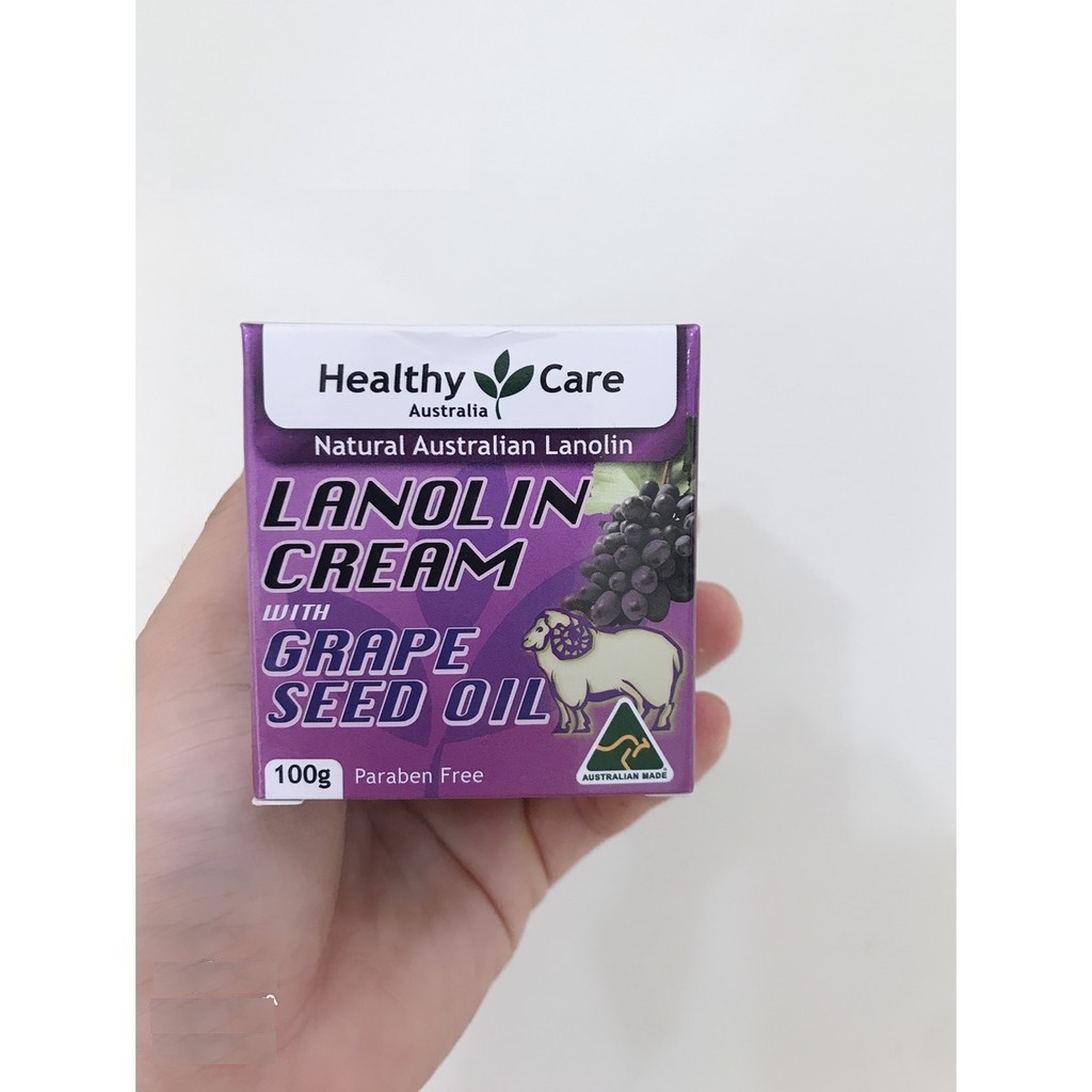kem dưỡng mỡ cừu với tinh dầu hạt nho Healthy care Lanolin cream with Grape seed oil 100g