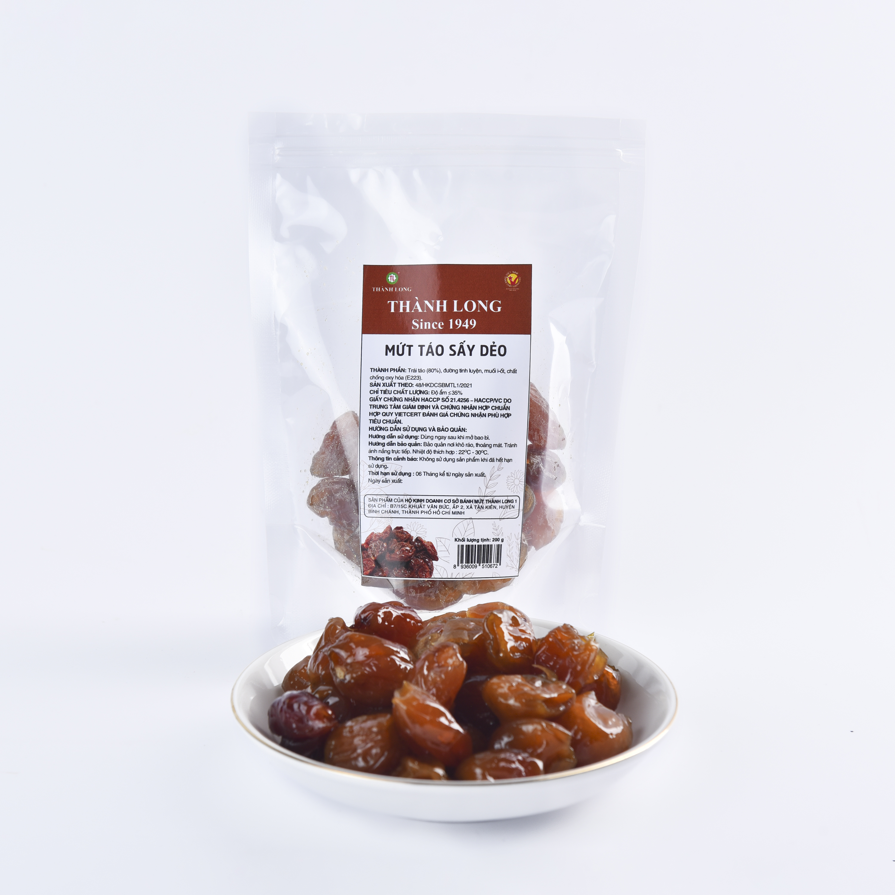 MỨT TÁO SẤY DẺO THÀNH LONG TÚI 200G