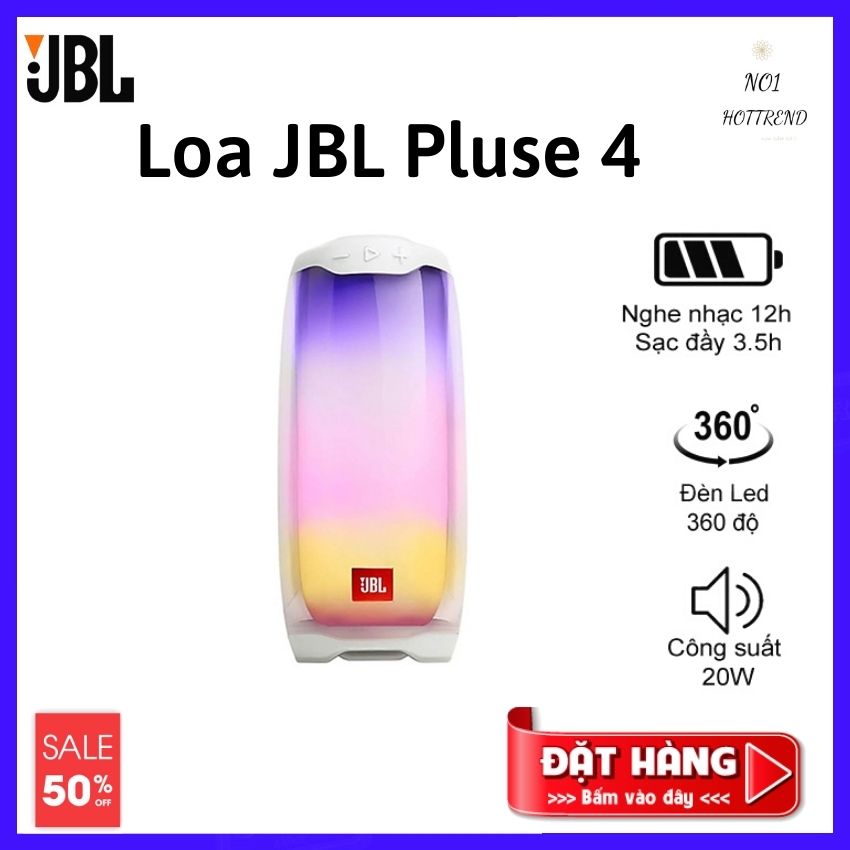 [ GIẢM SỐC ] Loa Bluetooth Mini Bass Mạnh , JBL Pulse 4 - Công Suất Cực Lớn 20W - Âm Thanh Phát Sáng 360° - Âm Bass Mạnh - Chơi Nhạc 12H - Chống Nước IPX7  - Tương Thích Điện Thoại, Máy Tính - BH 1 NĂM, Lỗi 1 Đổi