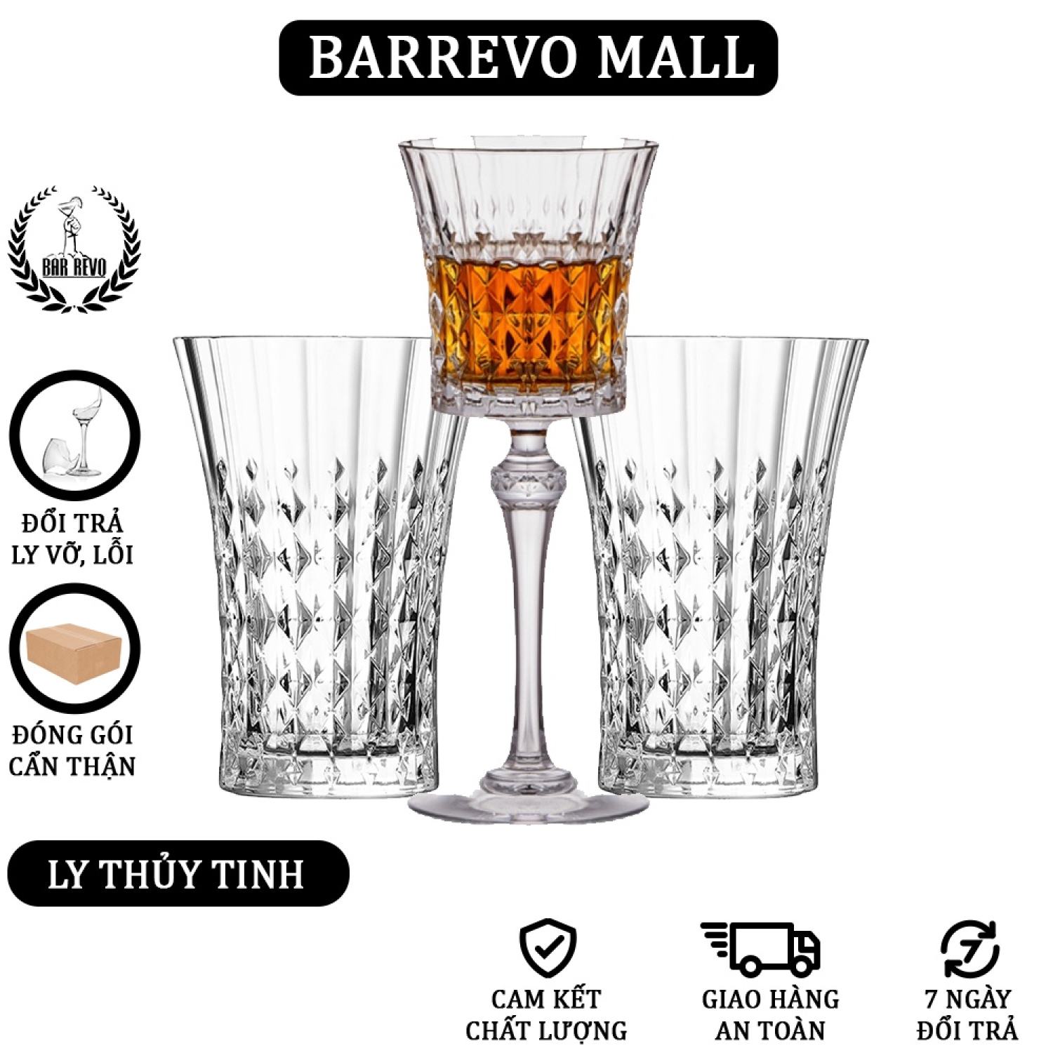 Goblet glass - ly khứa cạnh - ly thủy tinh