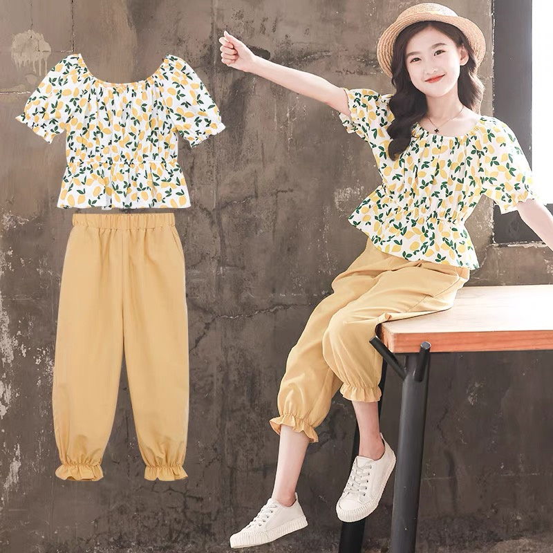 Set bộ quần áo dành cho bé gái 18-45kg mẫu CHANH VÀNG. Chất liệu mát