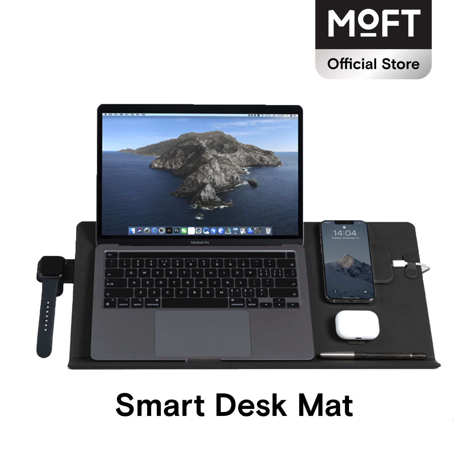 MOFT Multifunctional Desk Mat Water-resistant PU Leather, Multi-angle Laptop Stand, Tablet Stand, Phone Stand, Desktop Organizer, Adjustable Display Board