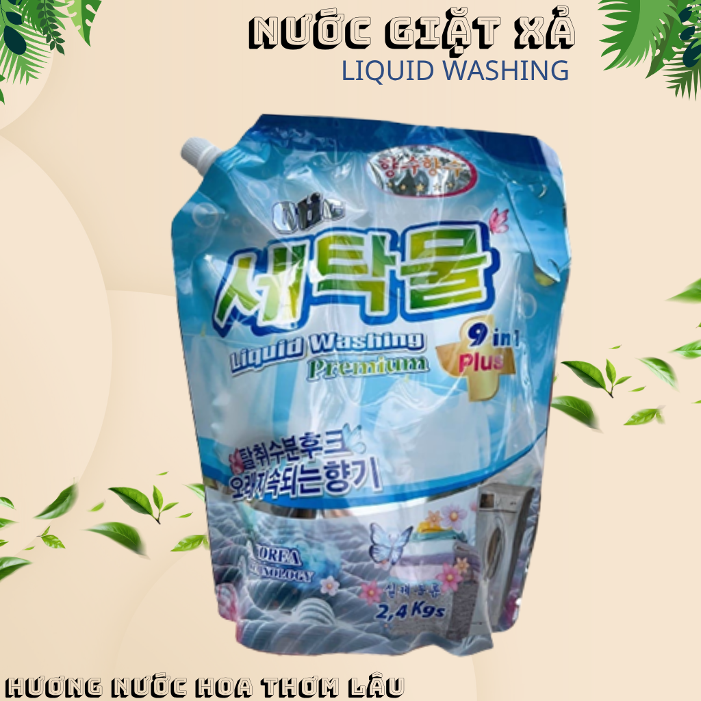 [ Chính Hãng ] Nước Giặt Xả Liquid Washing Premium, Dung Tích 2.4kg , Công Nghệ Hàn Quốc, Hương Nước Hoa Thơm Lâu.