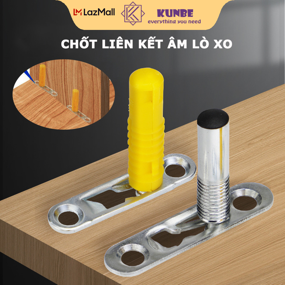 Chốt liên kết âm lò xo kunbe liên kết tự do dễ dàng tháo lắp chắc chắn phù hợp tủ kệ gỗ