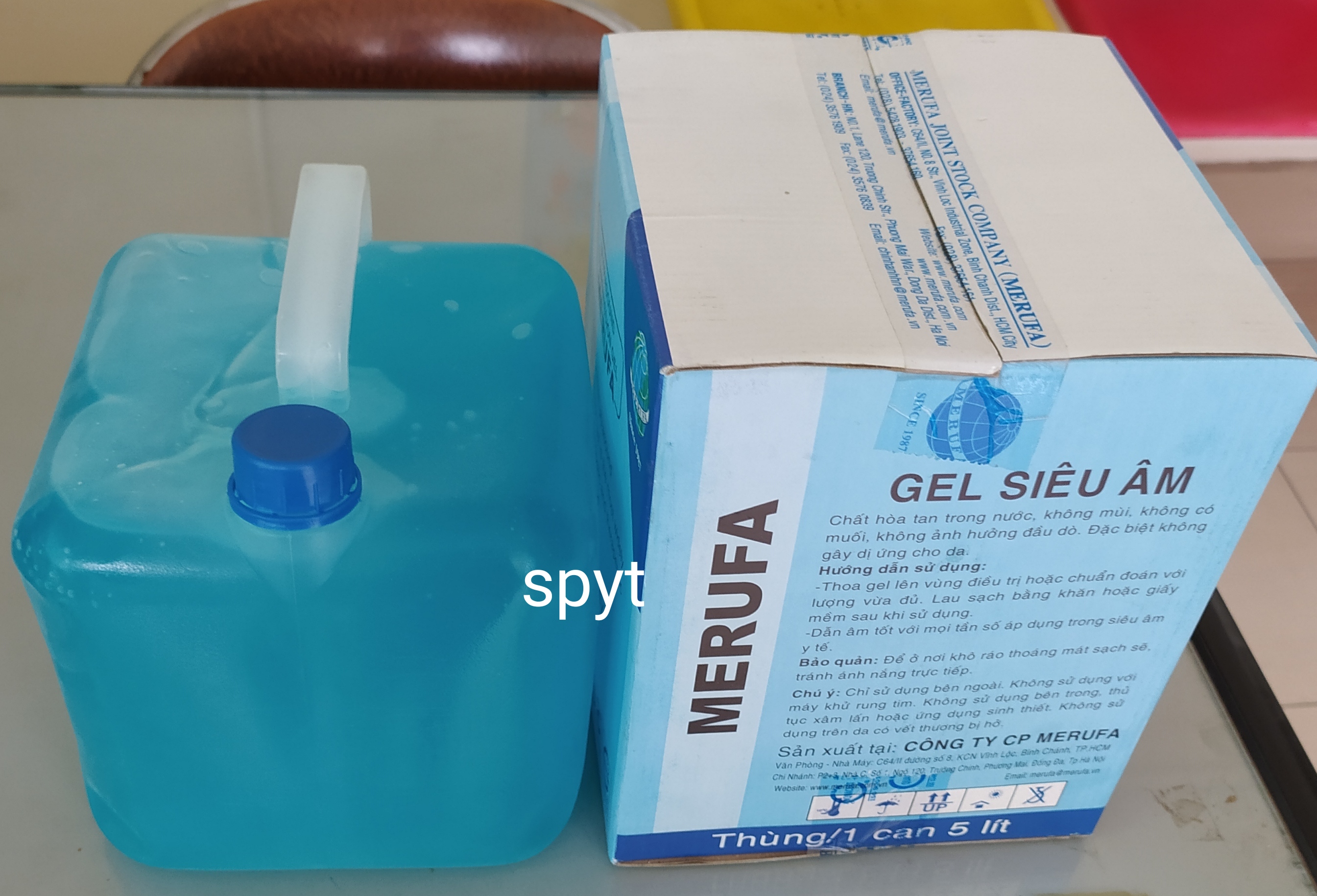 [HCM]Gel siêu âm y tế Merufa ( can 5lit màu xanh - tặng bình nhỏ đựng gel)