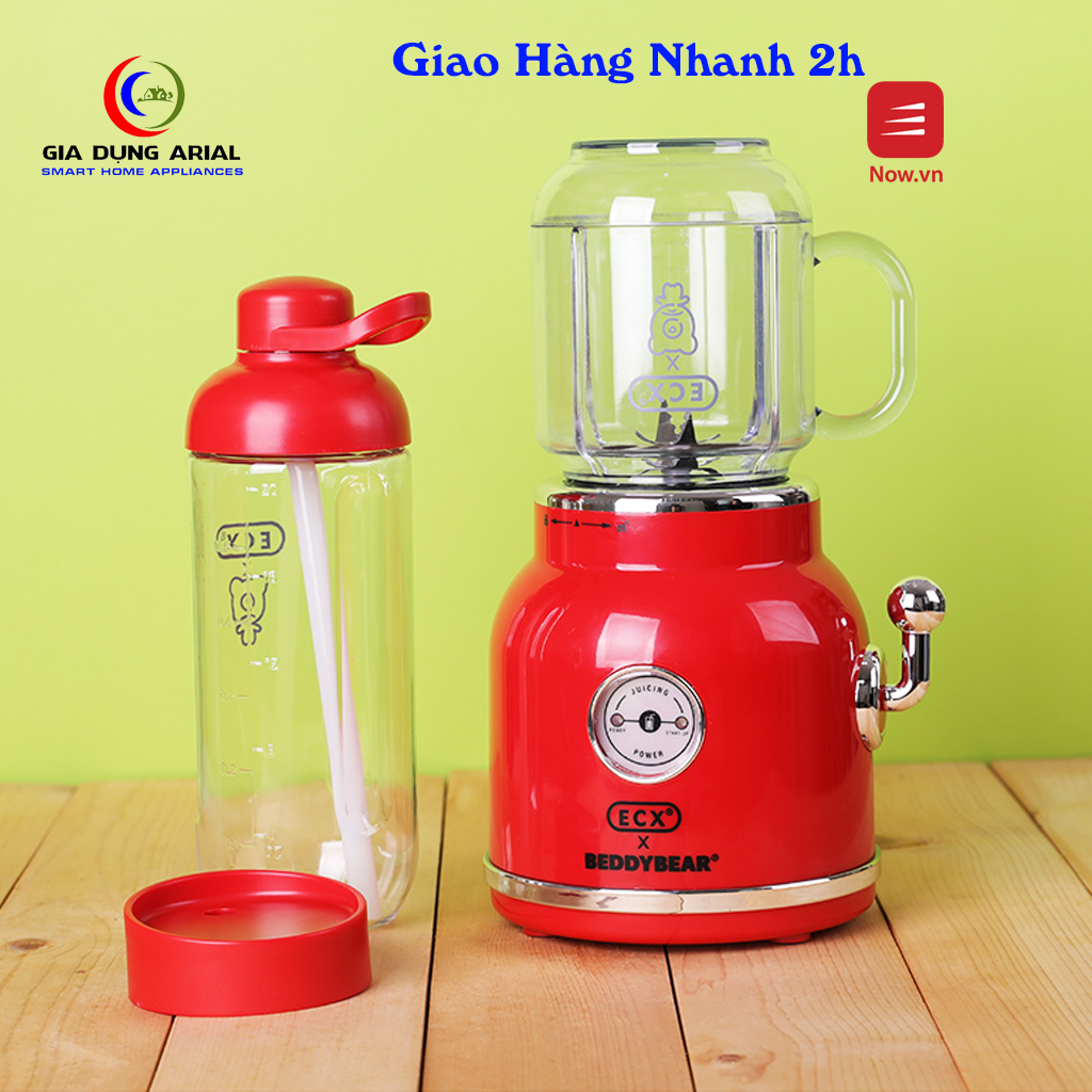 Máy Xay Sinh Tố ECX Mini Kiểu Dáng Cổ Điển Với 2 Bình Dung Tích 600ml