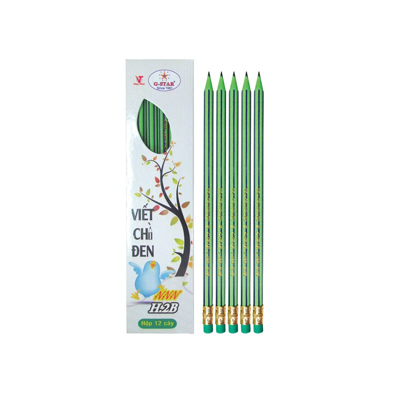 Hộp 12 cây bút viết chì gỗ hb g-star nnn có đầu gôm