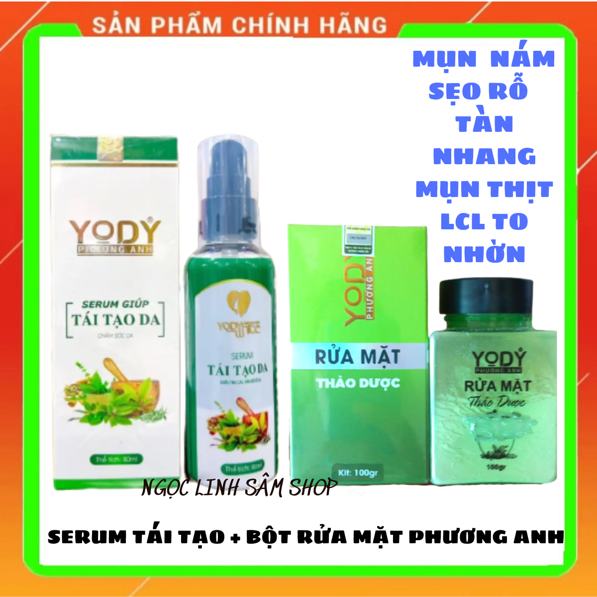 Combo Tái tạo da Phương Anh + Bột Rửa Mặt Yody White Phương Anh hàng chuẩn công ty (XÓA MÃ)