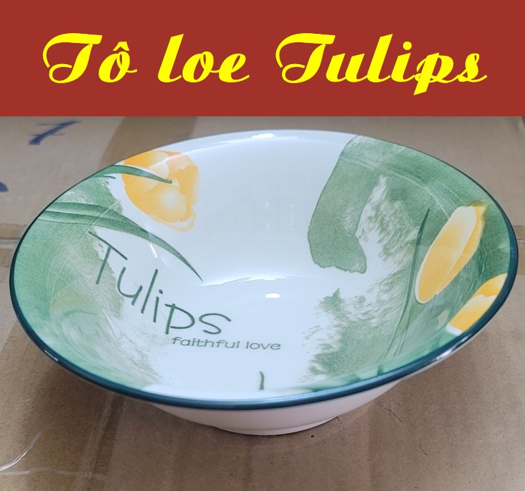 Tô loe gốm sứ cao cấp họa tiết hoa tulips – đủ size