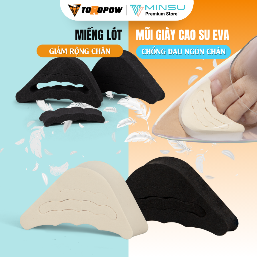 [TOROPOW] Miếng Lót Mũi Giày Cao Su EVA Siêu Nhẹ MINSU M5505 Đệm Êm, Thoải Mái Chống Đau Ngón Chân, Giảm Bị Rộng Cho Nữ