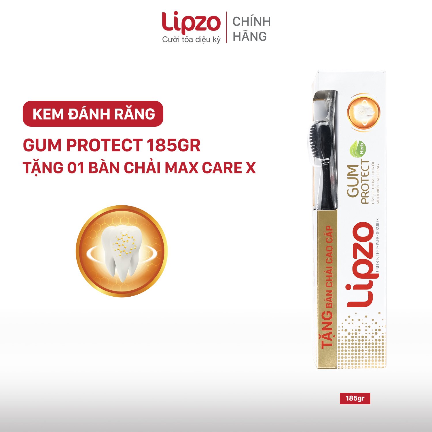 Kem đánh răng lipzo dược liệu 185g tặng kèm bàn chải lipzo maxcare x