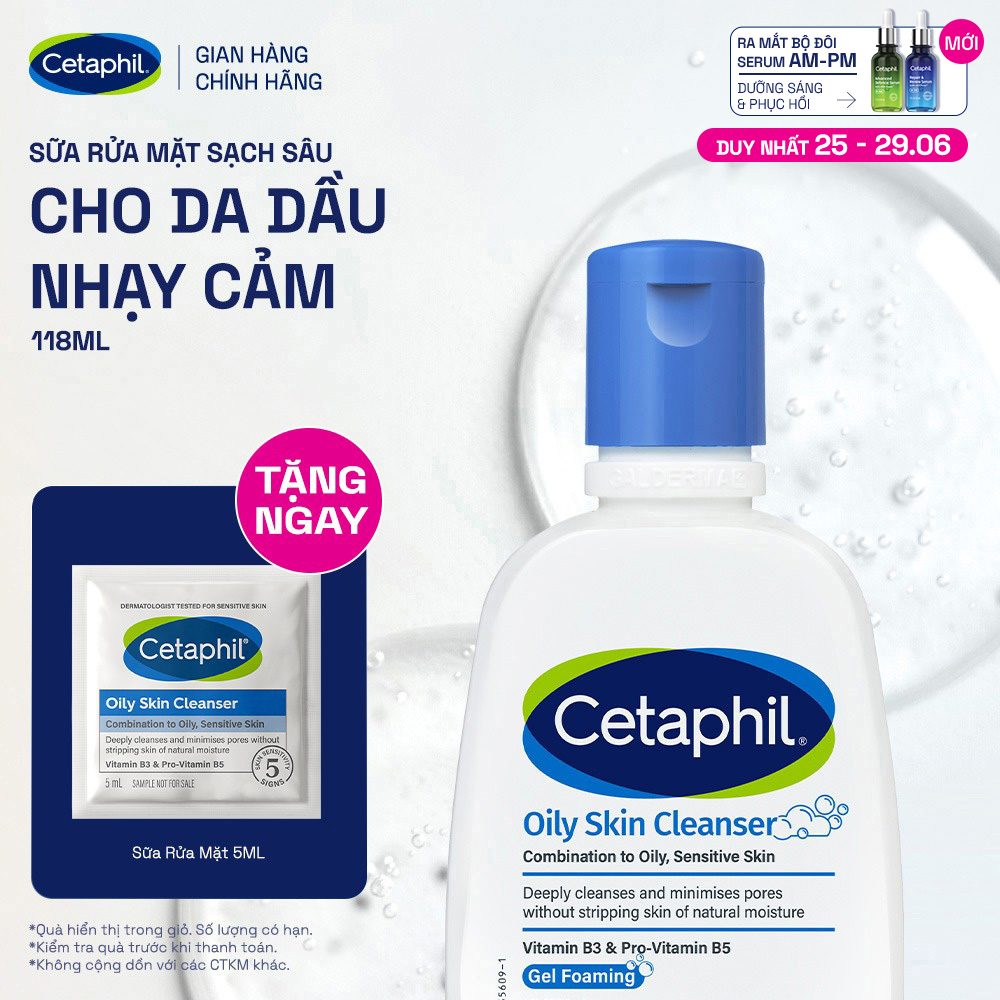 Sữa rửa mặt dịu lành cho da dầu nhạy cảm CETAPHIL OILY SKIN CLEANSER 118ML