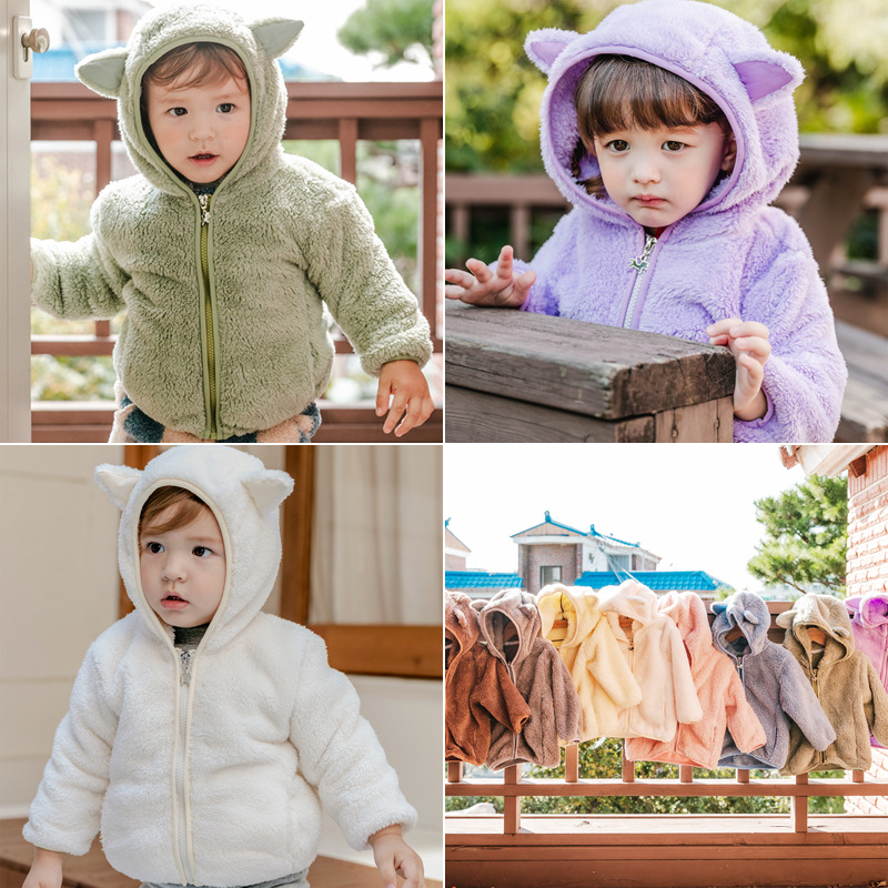 Áo khoác bé gái/ bé trai Hàn Quốc Bebezoo dài tay - Khoác lông