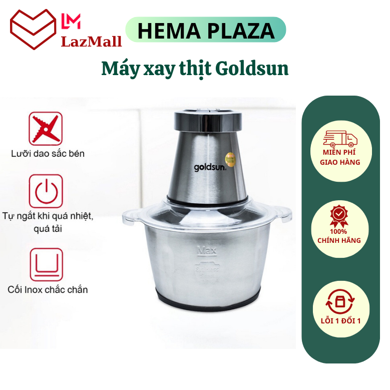 Máy xay thịt Goldsun, máy xay mini đa năng, máy xay tỏi ớt, bảo hành 3 tháng