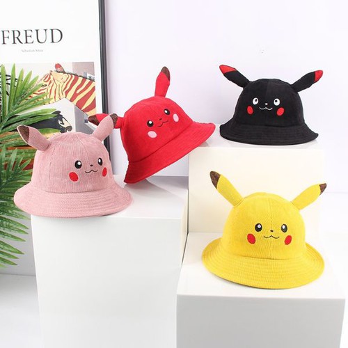 Nón Vành Pikachu, Mũ Tai Bèo Pikachu Dễ Thương Cho Bé Từ 1-4 Tuổi Chất Vải Nhung Mềm Mại