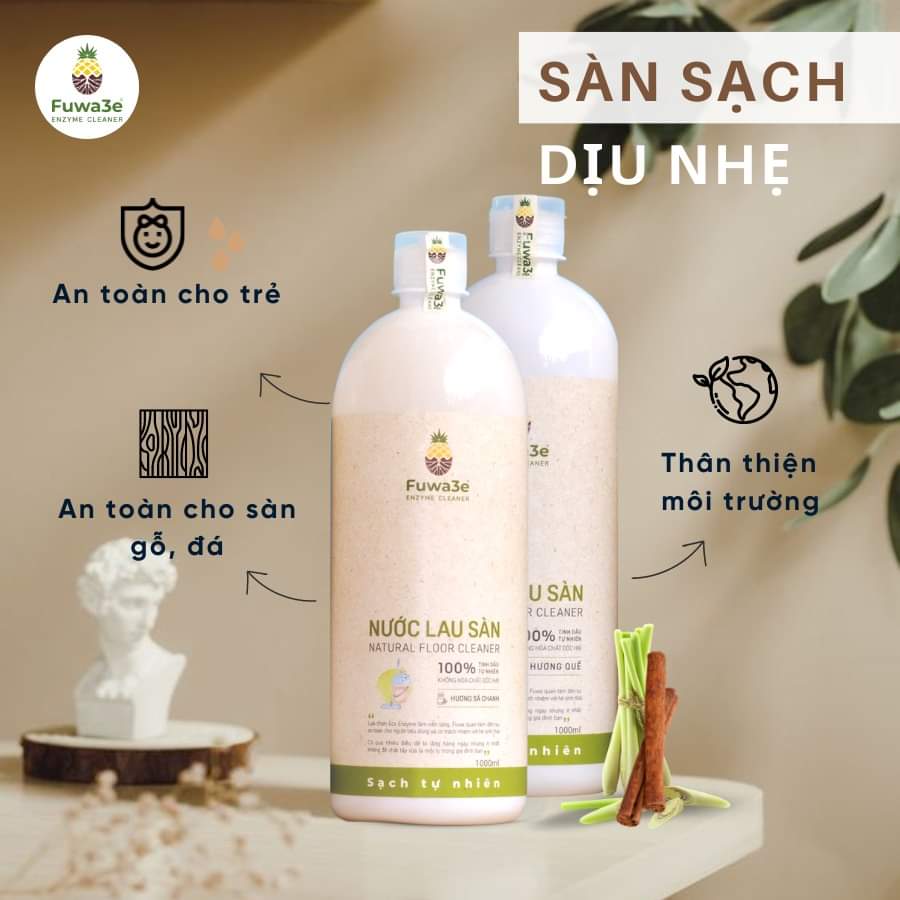 Nước Lau Sàn Đuổi Muỗi Eco-Enzyme Fuwa3e - an toàn cho trẻ, tốt cho môi trường, hương tinh dầu thiên nhiên thư giãn