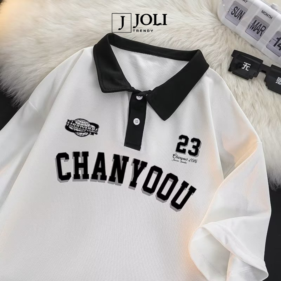 Áo Polo Unisex Mã PL CHANYOOU Phối Màu Cổ Form Rộng Tay Lỡ Cho Nam Nữ