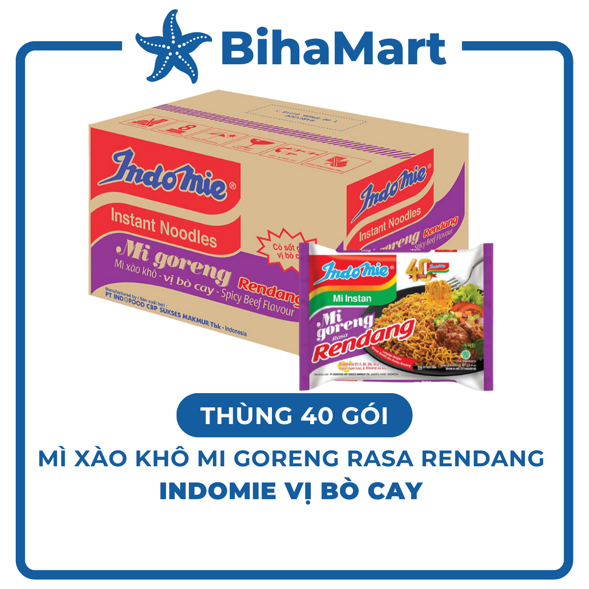 [THÙNG 40 GÓI] - INDOFOOD - Mì xào khô Indomie Goreng vị Bò cay, Mì Indomie vị Bò cay, Mì xào Indomi