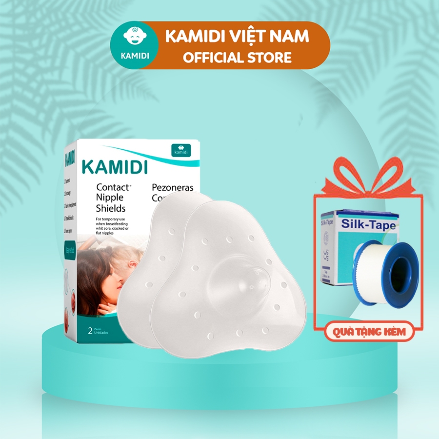 Núm trợ ti Kamidi silicon siêu mềm hỗ trợ bé ti, bảo vệ đầu ngực mẹ hộp 2 cái