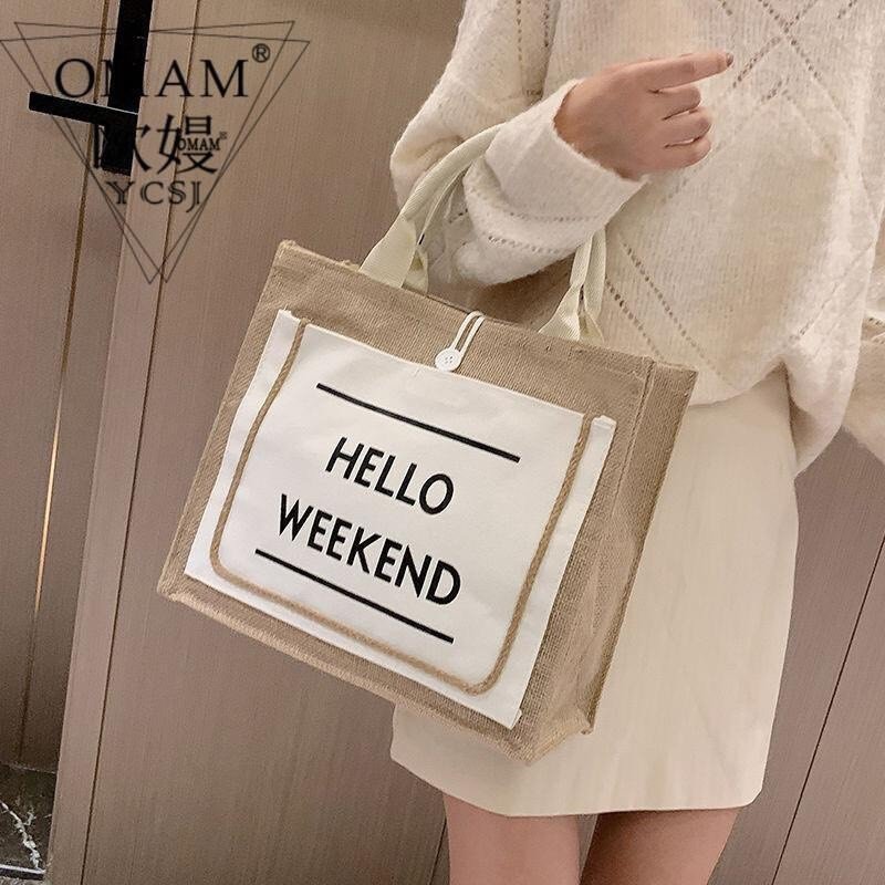 Túi cói đi biển, túi đi du lịch hello weekend hót trend – 2p - store