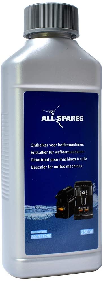 Chai tẩy cặn máy pha cafe AllSpares 250ml, AS-411250, Thích hợp cho Máy pha cà phê Delonghi/Nespresso/Philips/Saeco (Nhập Đức)