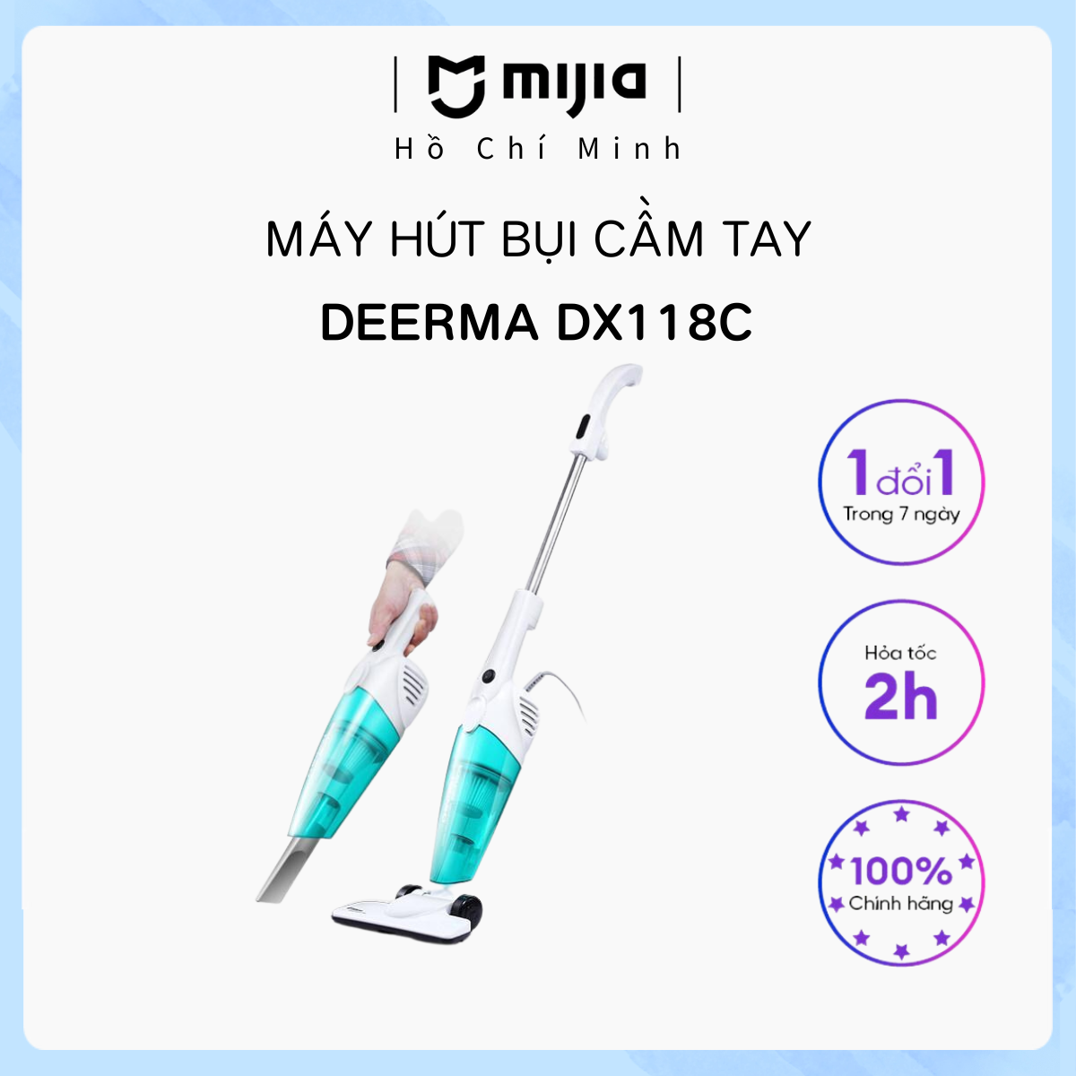Deerma máy hút bụi cầm tay deerma dx118c công suất 600w siêu hút 1.2l - máy hút bụi deerma - mijia hcm