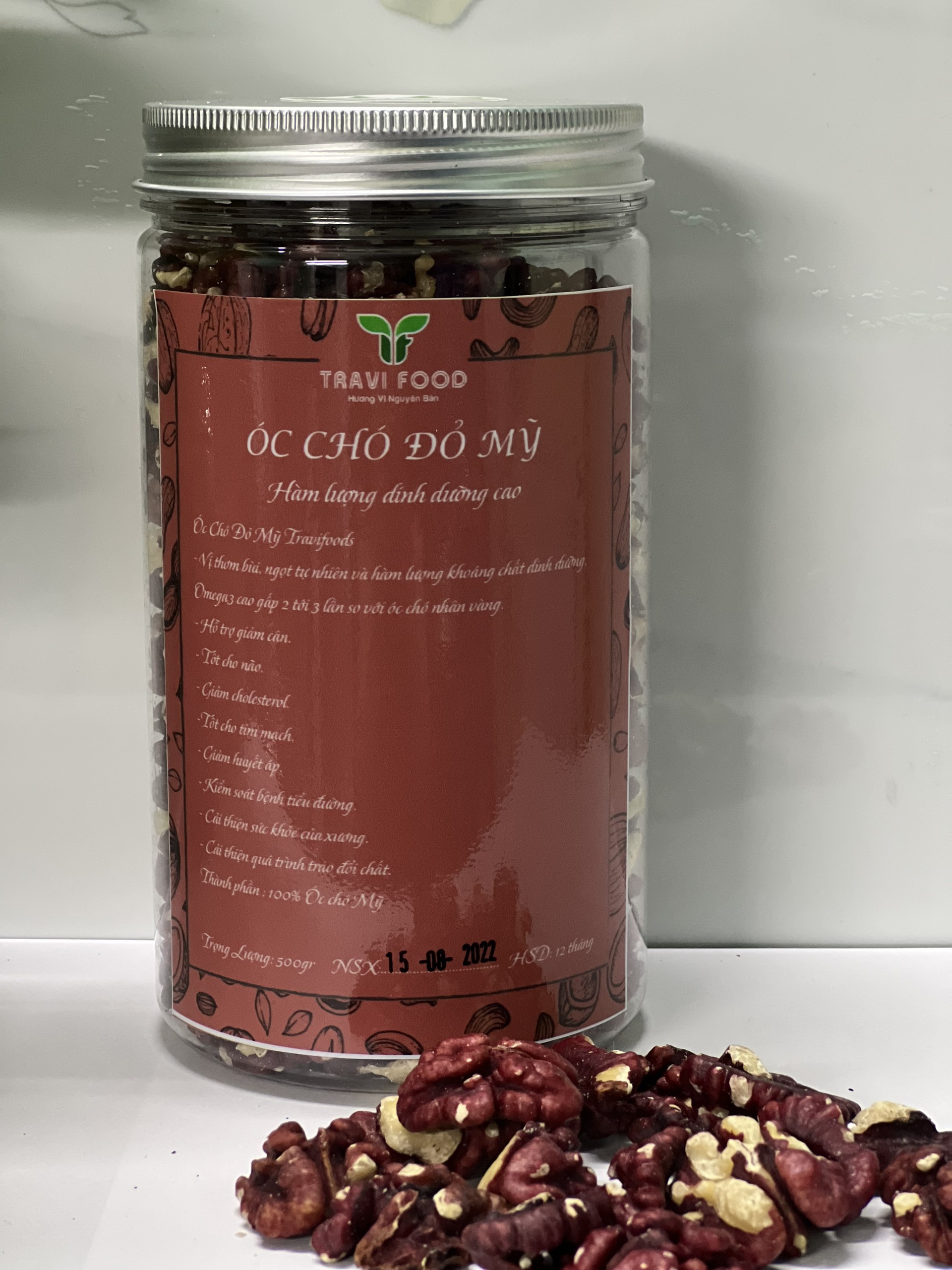 Nhân Óc chó đỏ Mỹ - Travifoods 450gr